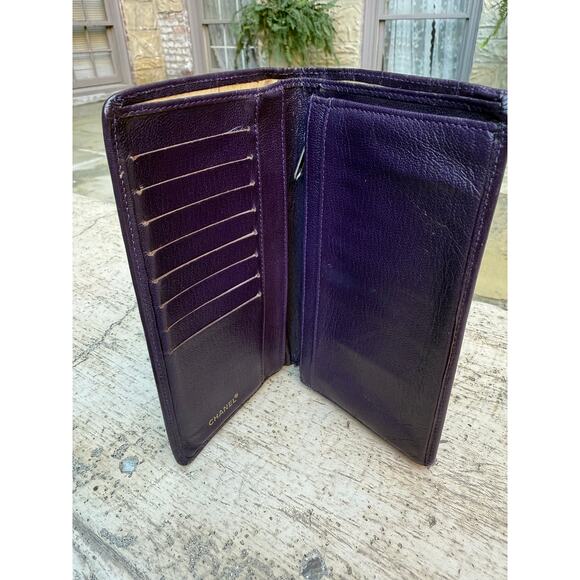 Chanel Purple Leather Long Yen Wallet EUC - Picture 2 of 10